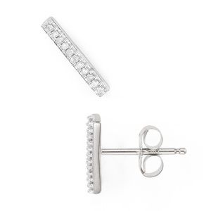 NWT Adina Reyter Pave Diamond and Sterling Silver Bar Stud Earrings (pair)